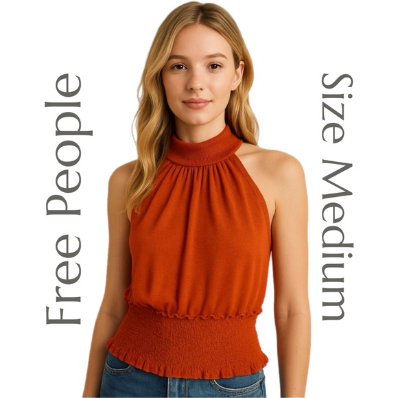Free People - Chic Halter Top in Rust - Size Medium - Picture 11 of 11
